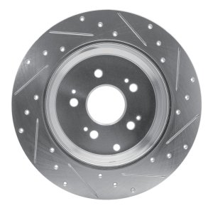 Acura MDX Brake Rotor (1) - Rear Left - R1 Concepts - Drilled & Slotted - Silver - `07-`17